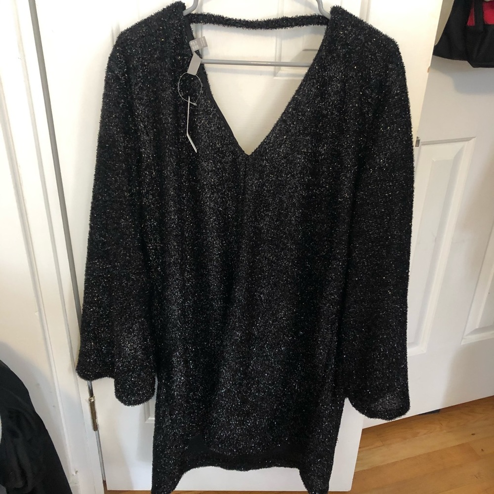 ASOS CURVE Black Tinsel Party Dress